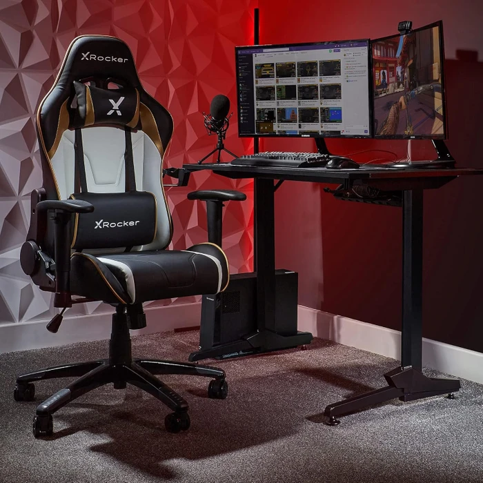 X Rocker Agility Compact Esports Gamingstuhl für für Kinder/Jugendliche, gold/schwarz