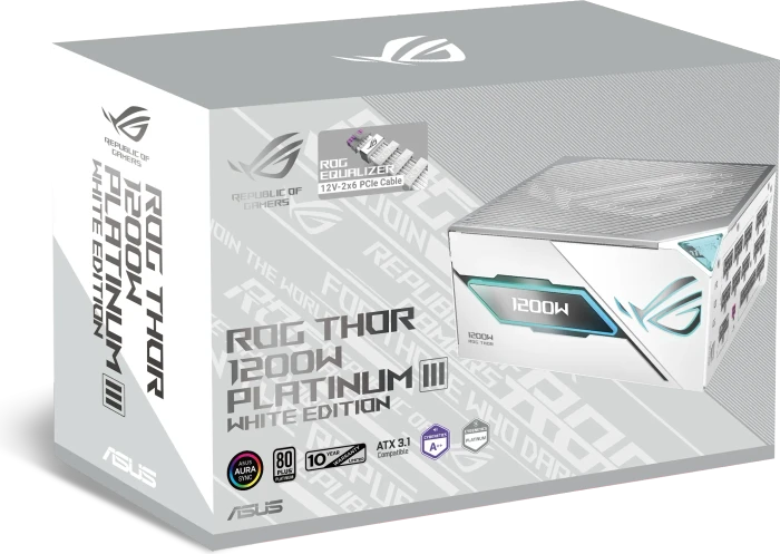 ASUS ROG Thor Platinum III White Edition (ROG Equalizer), ROG-THOR-1200P3-WHITE-GAMING-E, 1200W, ATX 3.1