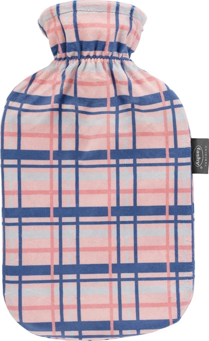 Fashy Wärmflasche mit Flauschbezug Karo rosa