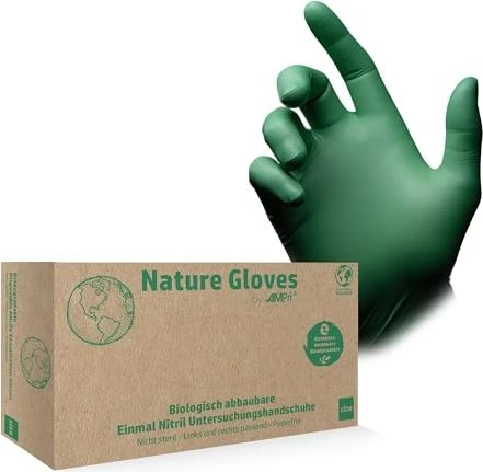 Nature Gloves Biologisch abbaubar Nitril Einweghandschuhe XL grün, 100 Stück