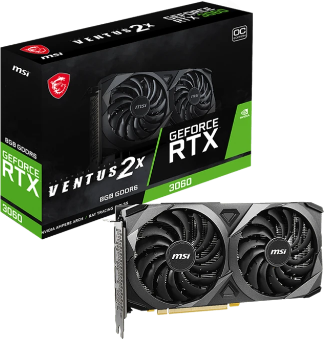 MSI GeForce RTX 3060 Ventus 2X 8G OC, 8GB GDDR6, HDMI, 3x DP