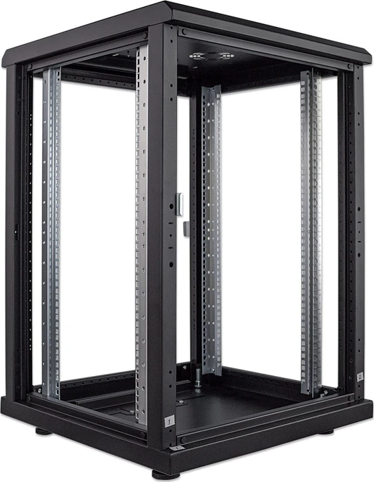 Intellinet 19" Netzwerkschrank 16HE, Sicherheitsglastür, IP20, schwarz, 600mm tief