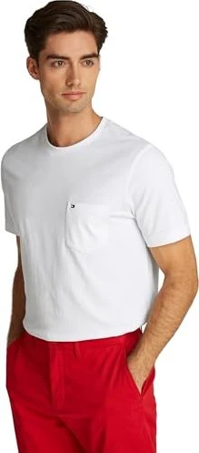Tommy Hilfiger Regular Fit mit Brusttasche T-Shirt kurzarm weiß (Herren)