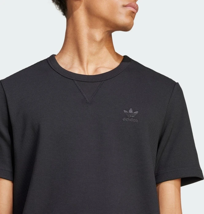 adidas Trefoil Essentials Waffle T-Shirt kurzarm schwarz (Herren)