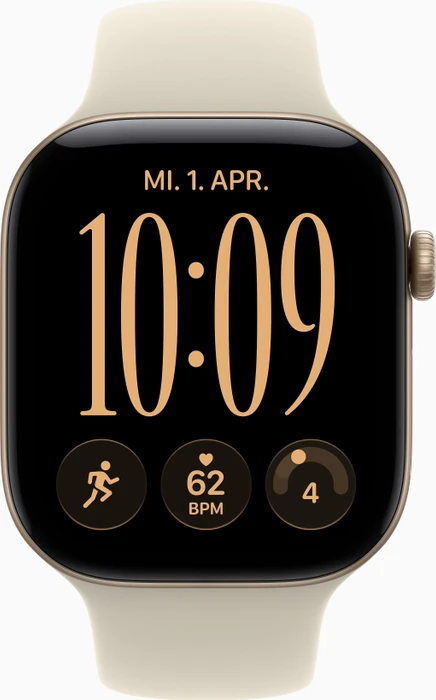 Apple Watch Series 12 (GPS + Cellular) 46mm Aluminium lichtgold mit Sportarmband M/L sand