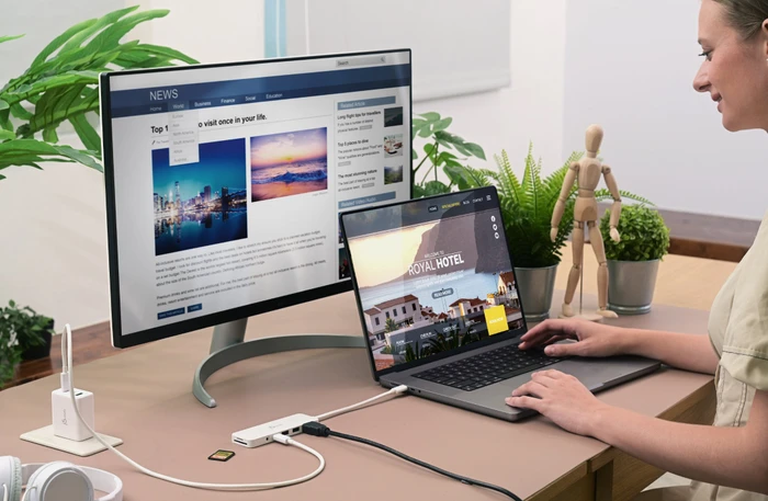 j5create Eco-Friendly 7-in1 USB-C Multi-Port Hub with Power Delivery rosa, USB-C 3.0 [Stecker]