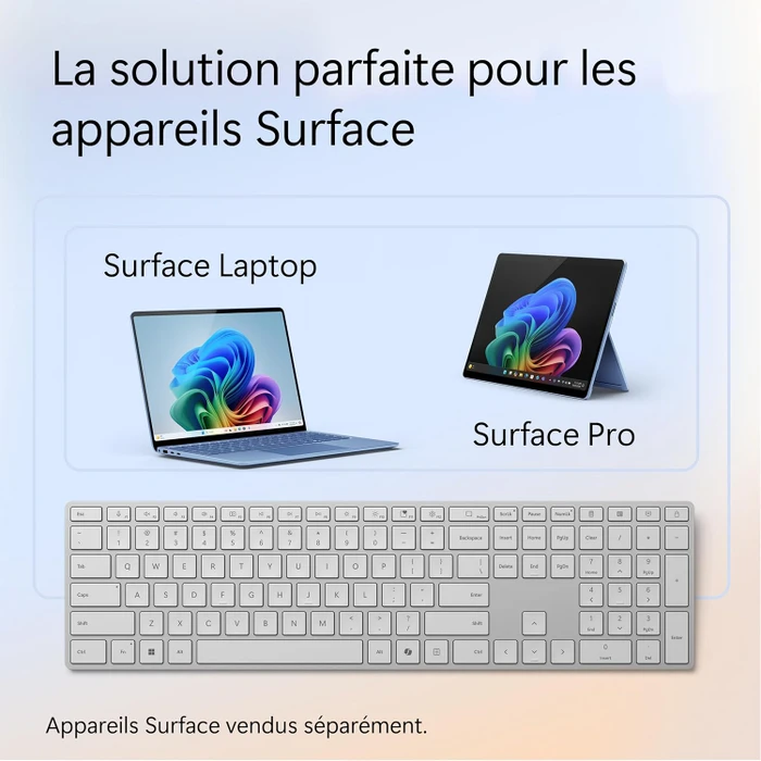 Microsoft Surface Keyboard 2nd Edition, silber/grau, mit Copilot-Taste, Bluetooth, FR