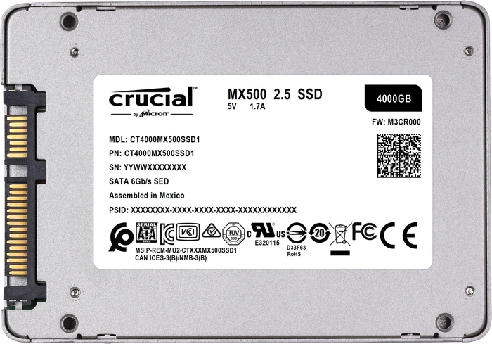 Crucial MX500 4TB, 2.5" / SATA 6Gb/s, bulk