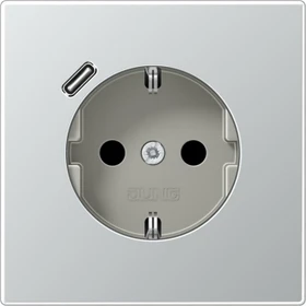 Jung SCHUKO-Steckdose mit USB-Ladegerät Safety+, aluminium