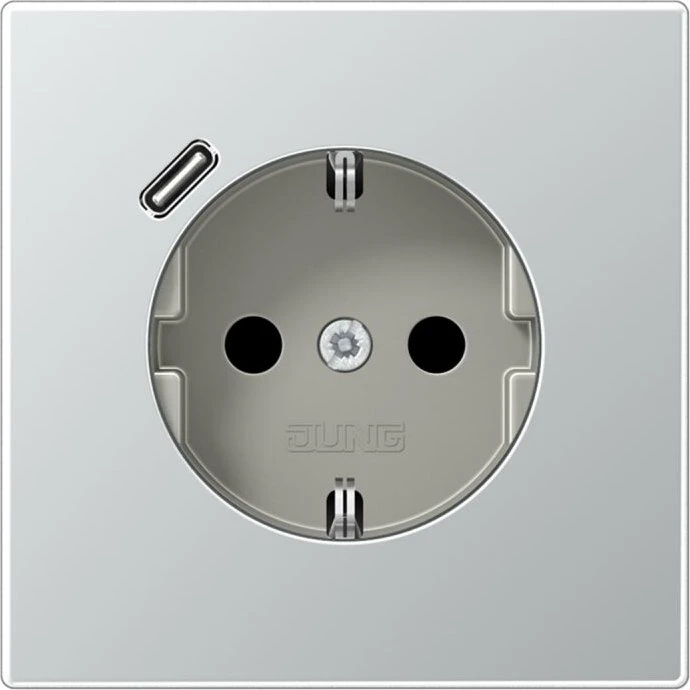 Jung SCHUKO-Steckdose mit USB-Ladegerät Safety+, aluminium