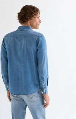 Wrangler Regular Western Hemd langarm mid light wash (Herren)