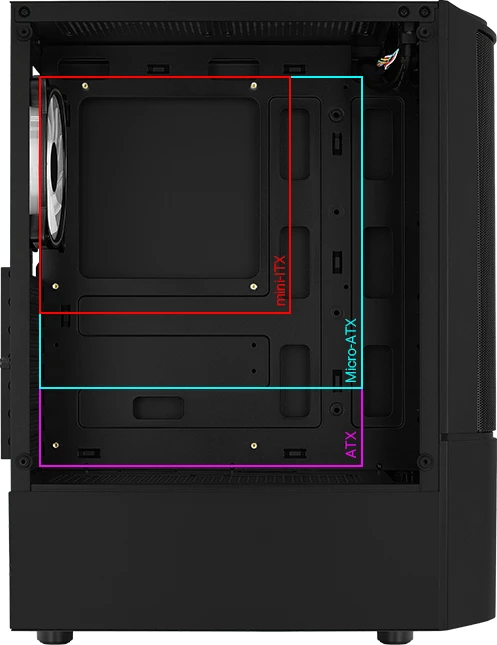AeroCool Quantum Mesh [V2], schwarz, Lüfter LED Fixed RGB, Glasfenster