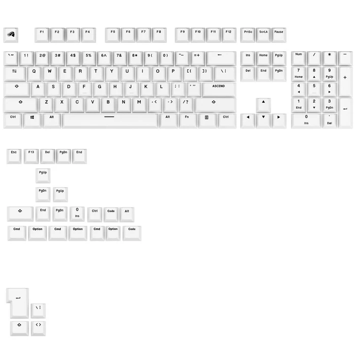 Glorious GPBT Basics Keycaps, Kunststoff (PBT), Classic White, weiß, 130 Tasten, ANSI-US