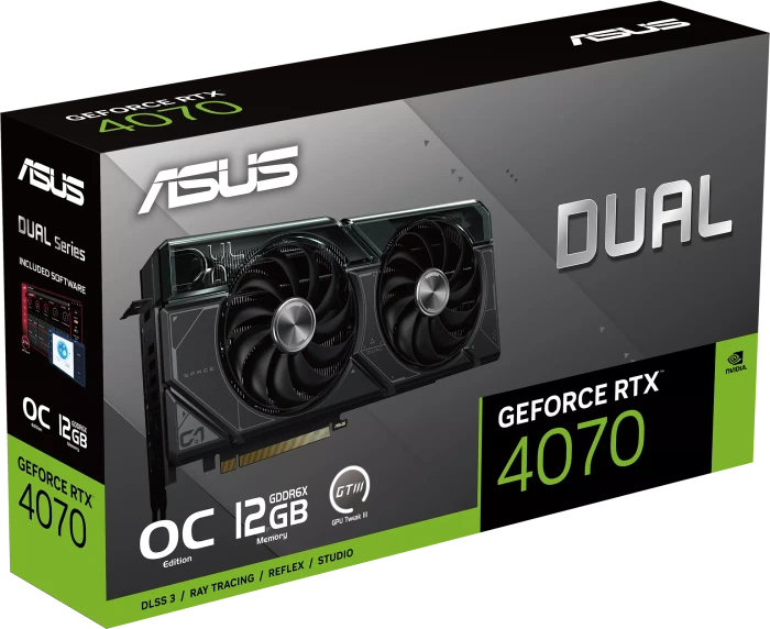 ASUS Dual GeForce RTX 4070 OC, DUAL-RTX4070-O12G, 12GB GDDR6X, HDMI, 3x DP