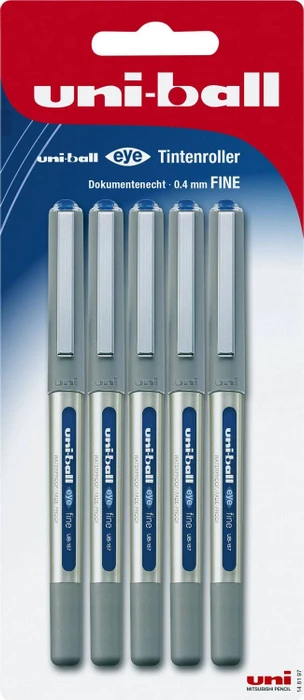 Uni-Ball Eye Fine UB-157 Tintenroller (Mine) blau/transparent, 5er-Pack