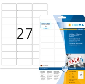 Herma Etiketten, 63.5x29.6mm, ablösbar, weiß, matt, 25 Blatt (675 Etiketten)