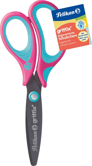 Pelikan griffix Schulschere, Universalschere, Rechtshänder, 140mm, türkis/rosa