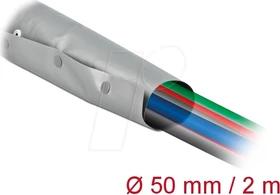 DeLOCK Kabelschutzschlauch mit Knopfverschluss, hitzebeständig, 50mm, 2m, grau/schwarz