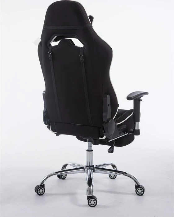 CLP Racing Limit Stoff Gamingstuhl mit Fußstütze, schwarz/weiß