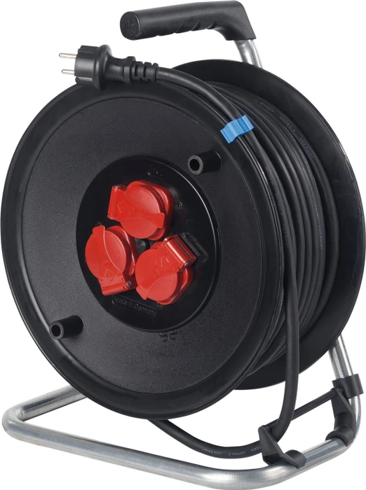 as-Schwabe Sicherheits-Kabeltrommel, Schuko auf 3x Schuko, 25m, IP44, H05RR-F 3G1,5 (10116)
