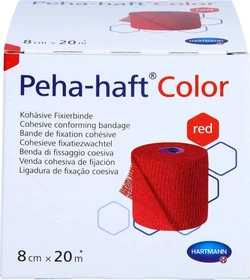 Hartmann Peha-haft Color Fixierbinde latexfrei rot, 8cm x 20m, 1 Stück