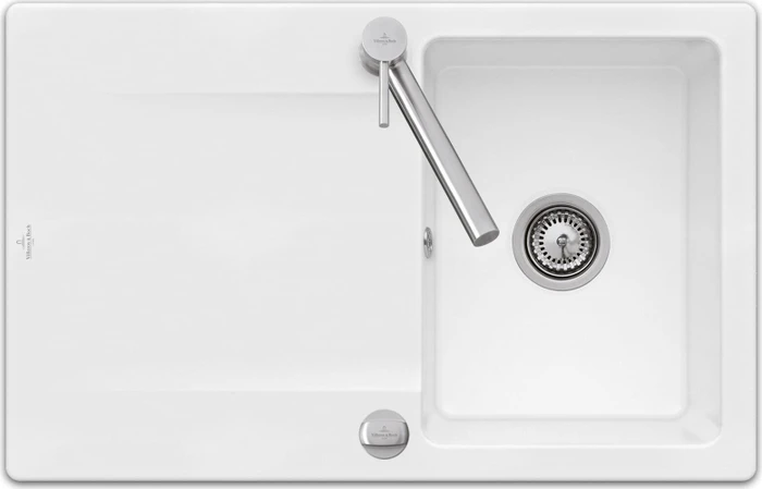 Villeroy & Boch Siluet 800x510mm Einbau Becken reversibel mit Ablauffernbedienung weiß alpin
