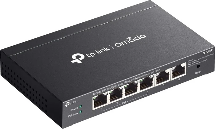 TP-Link Omada ES200 Desktop Gigabit Managed Switch, 6x RJ-45, 65W PoE+