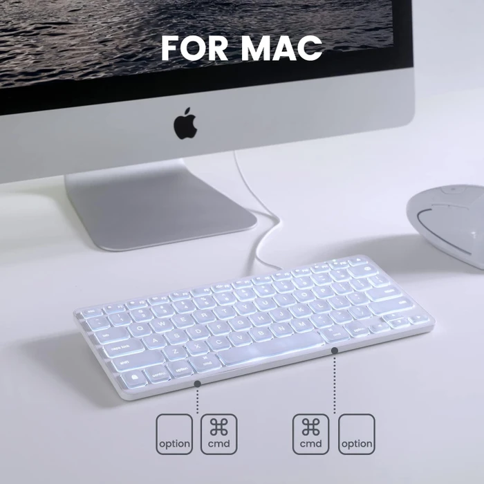 Perixx Periboard-332 Mini for Mac, weiß, LEDs weiß, USB, US
