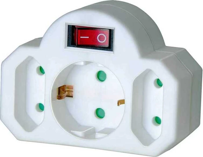 Brennenstuhl Adapterstecker Euro 2 + Schutzkontakt mit Schalter, 3-fach