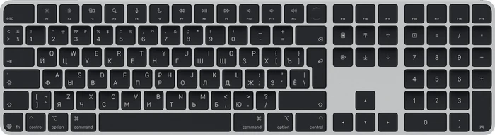 Apple Magic Keyboard mit Touch ID und Ziffernblock für Mac mit Apple Chip (USB-C), schwarz/silber, USB/Bluetooth, RU