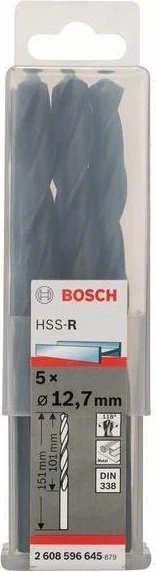 Bosch Professional HSS-R Spiralbohrer, 12.7x101x151mm, 5 Stück