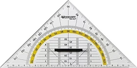 Westcott Geodreieck 22cm, mit Griff, transparent/gelb