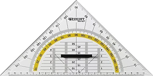 Westcott Geodreieck 22cm, mit Griff, transparent/gelb
