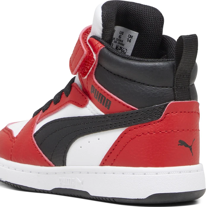 Puma Rebound V6 Mid puma white/puma black/for all time red (Junior)