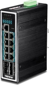 TRENDnet TI Hardened Industrial Railmount Gigabit Managed Switch, 8x RJ-45, 4x SFP, 240W PoE+ (TI-PG1284i)