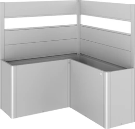 Biohort Sichtschutz mit Lichtpaneel L-Form 102x102x91cm für Hochbeet silber-metallic, 2 Stück