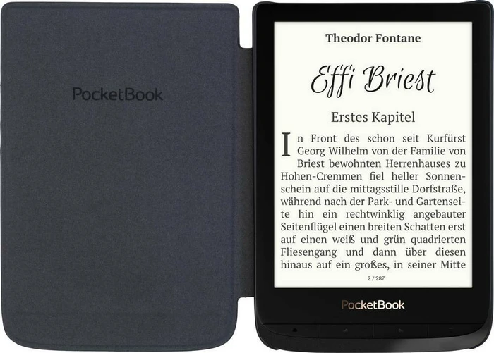 PocketBook Color, Moon Silver, Bundle mit Shell-Black Ledercover