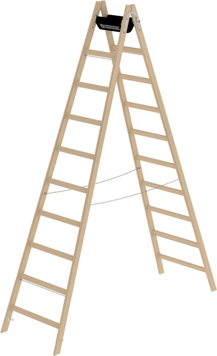 Günzburger Steigtechnik Holz 2-tlg. Stehleiter, 2x 10 Stufen