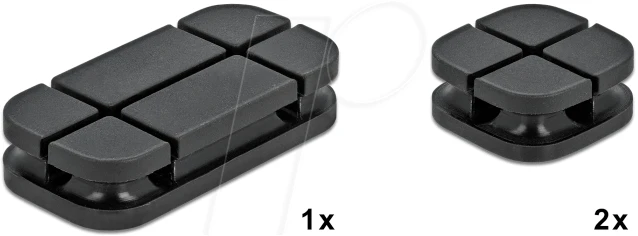 DeLOCK Kabelhalter Kombi Set, schwarz, 3 Stück