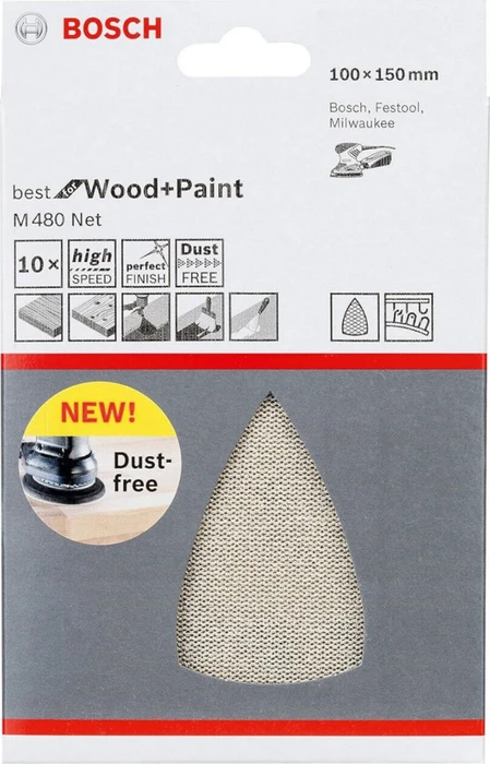Bosch Professional M480 Best for Wood and Paint Gewebeschleifblatt K150, 100x150mm, 5 Stück