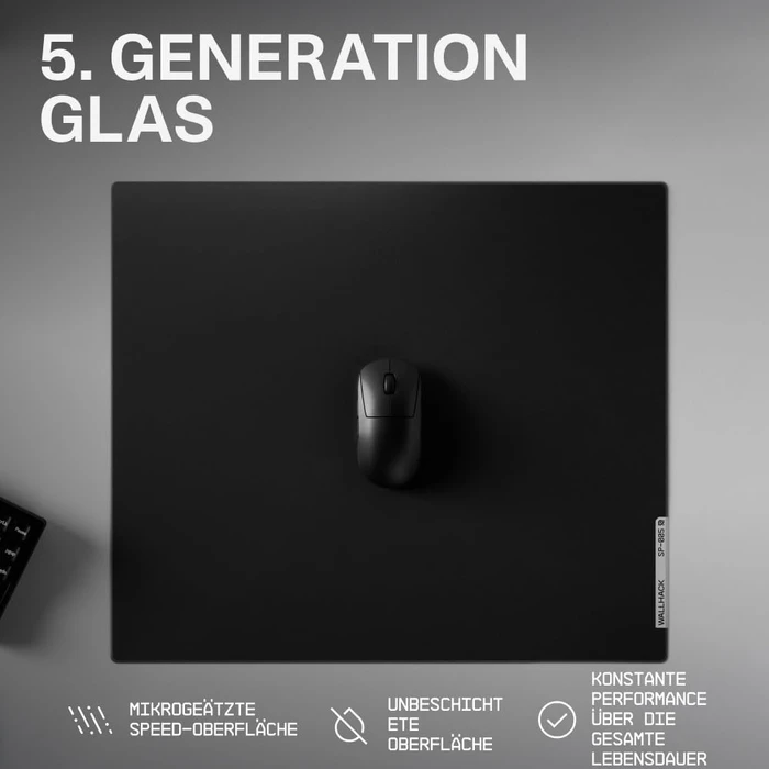 Wallhack SkyPAD SP-005 Glass Pad 5.0 Glas-Gaming-Mauspad, 510x440mm, schwarz