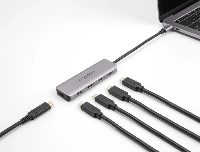 DeLOCK 4-Port USB-C-Hub mit PD, 4x USB-C 3.0, USB-C 3.0 [Stecker]