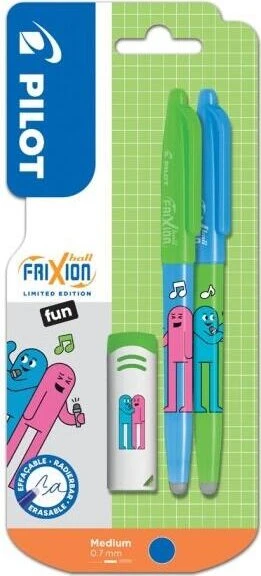 Pilot FriXion Ball Best Friends Fun Music 0.7mm Tintenroller (Mine) blau/grün, 2er-Set