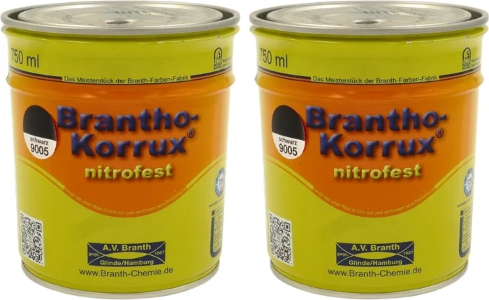 Branth-Chemie Brantho Korrux nitrofest Metallschutz-Lack schwarz (RAL9005), 750ml