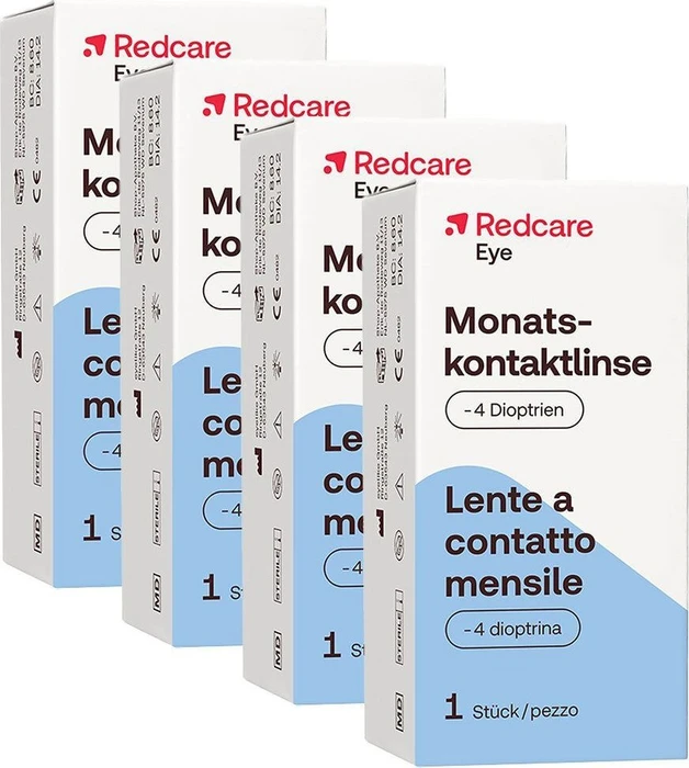 Redcare Monatskontaktlinse, -4.00 Dioptrien, 4 Stück