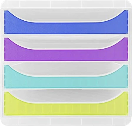 Exacompta Big Box Chromaline Schubladenbox, 4 Schubladen, farbig sortiert