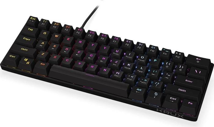 Krux Qara 60%, schwarz, LEDs RGB, Outemu Red, USB, US