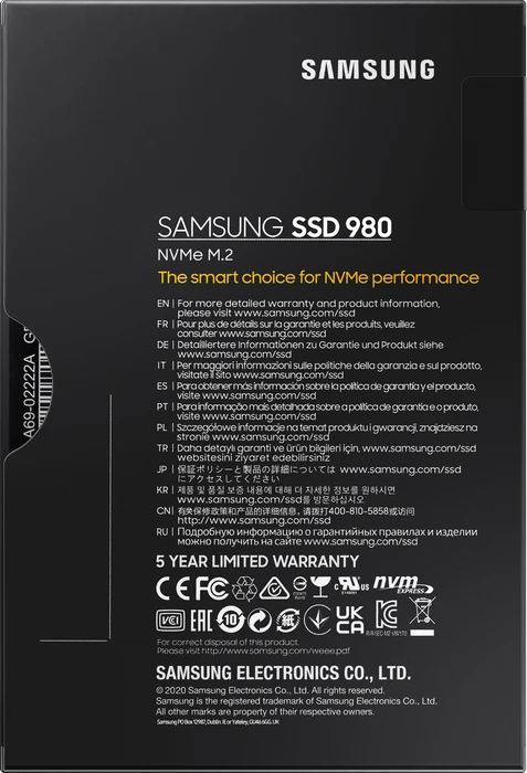 Samsung SSD 980 1TB, M.2 2280 / M-Key / PCIe 3.0 x4