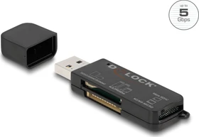 DeLOCK Card Reader für ür SD / Micro SD / MS Speicherkarten, USB-A 3.0 [Stecker] (91757)