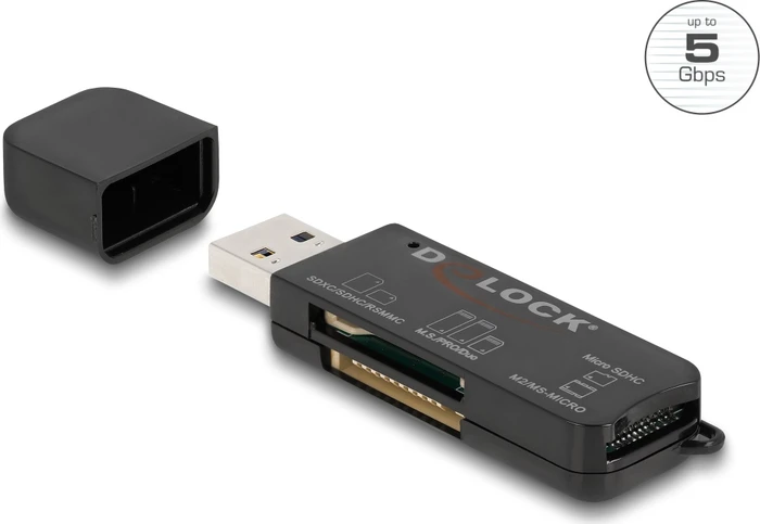 DeLOCK Card Reader für ür SD / Micro SD / MS Speicherkarten, USB-A 3.0 [Stecker]